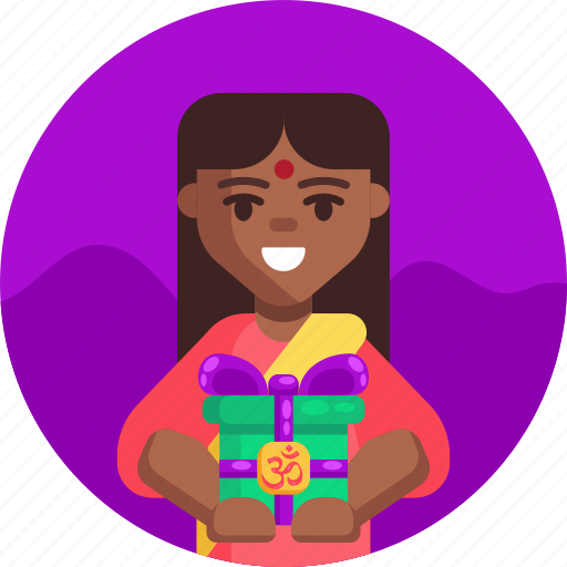 Present, gifts, diwali, gift box, hindu, gift, hindu woman icon - Download on Iconfinder
