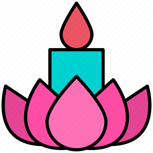 Diwali, lotus, candle, festival, light, decoration icon - Download on Iconfinder