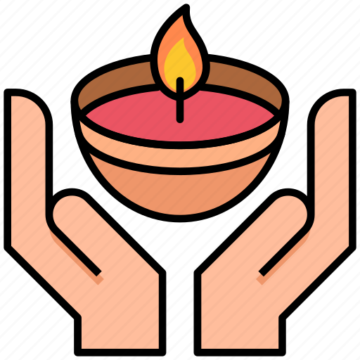 Diwali, lamp, diya, oil, light, festival, hand icon - Download on Iconfinder
