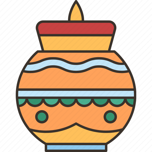 Pot, lamp, craft, painted, diwali icon - Download on Iconfinder