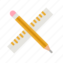 pencil, ruler, writing, school, material