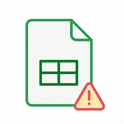 Alert, spreadsheet, excel, office, file, document, exclamation icon - Download on Iconfinder