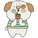 dog, drinking, drink, green tea, cozy, relaxation, hobby, leisure, daily routine