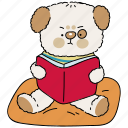 dog, reading, hobby, leisure, education, studying, learning, daily routine, character