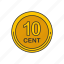cent, coin, money, ten cent 