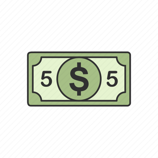 Cash, dollar, five dollar bill, five dollars icon - Download on Iconfinder