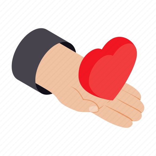 Day, gift, hand, heart, isometric, romantic, shape icon - Download on Iconfinder