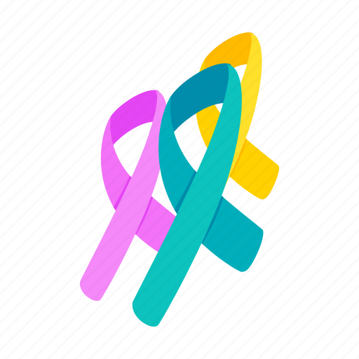 Awareness, breast, cancer, care, help, isometric, ribbon icon - Download on Iconfinder