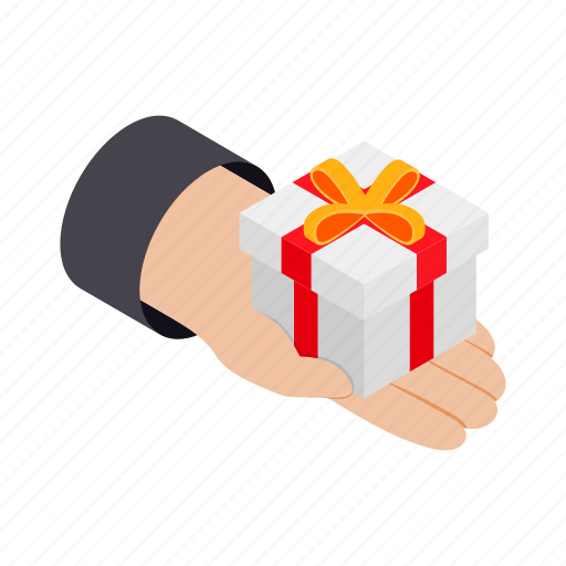 Box, crm, gift, giftbox, hand, isometric, parcel icon - Download on Iconfinder