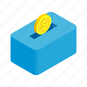 background, bank, coin, gold, isometric, money, moneybox
