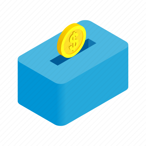 Background, bank, coin, gold, isometric, money, moneybox icon - Download on Iconfinder