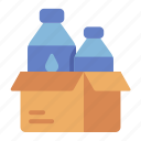 water, bottle, drink, box, donation, charity, clean water