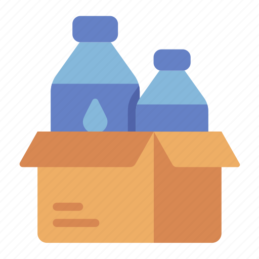 Water, bottle, drink, box, donation, charity, clean water icon - Download on Iconfinder