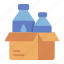 water, bottle, drink, box, donation, charity, clean water 