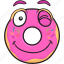 bakery, cartoon, donut, doughnut, emoji, smiley 