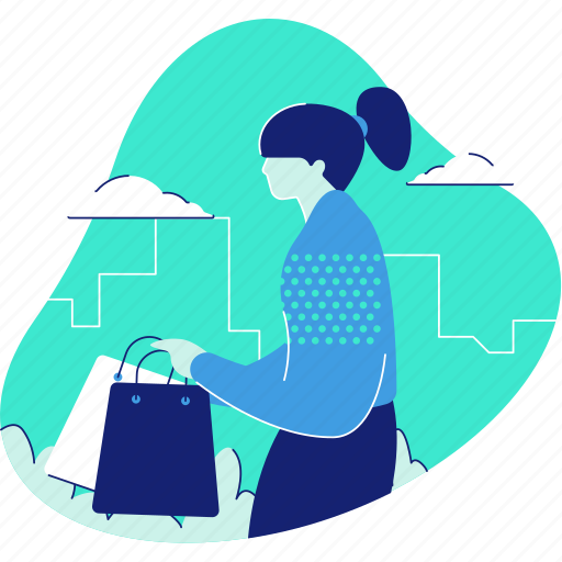 Shopping, bags, commerce, ecommerce, woman illustration - Download on Iconfinder