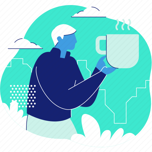 Tea, coffee, drink, beverage, man illustration - Download on Iconfinder