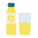 bottle, drinks, fruit, juice, lemon