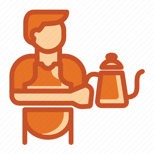 Barista, brew, hipster, jug, man, over, pour icon - Download on Iconfinder