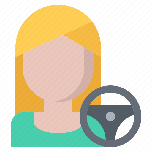 Woman, steering, wheel, driver, driving icon - Download on Iconfinder