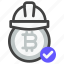cryptocurrency, digital currency, bitcoin, blockchain, money, helmet, miner, mining, profile 