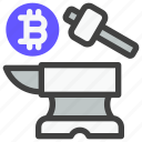 cryptocurrency, digital currency, bitcoin, blockchain, money, token, blacksmith, hammer, fungible