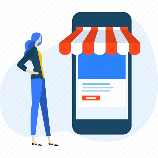E-commerce, m-commerce, mobile, shop, shopping, smartphone, store illustration - Download on Iconfinder