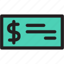 bank, bank money, check, cheque, money, payment icon