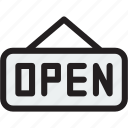 open, open icon, open tag, shop, store icon