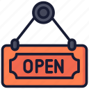 direction, open, shop, sign