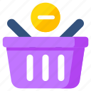 shopping basket, shopping bucket, remove from basket, commerce, remove from bucket
