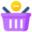 shopping basket, shopping bucket, remove from basket, commerce, remove from bucket 