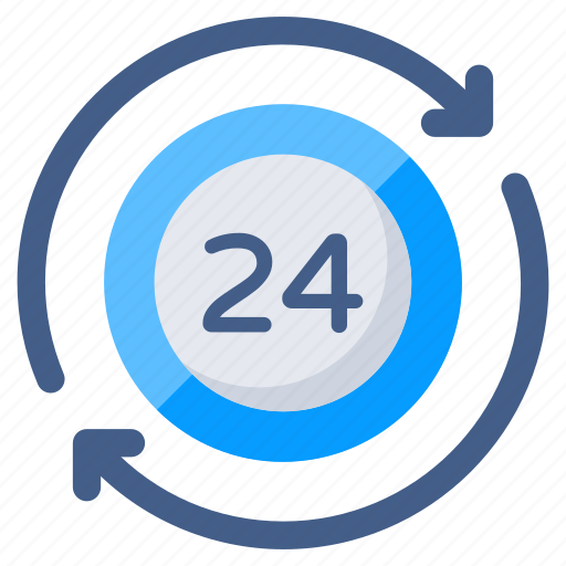Round the clock, 24hr service, 24hr support, timepiece, timekeeping device icon - Download on Iconfinder