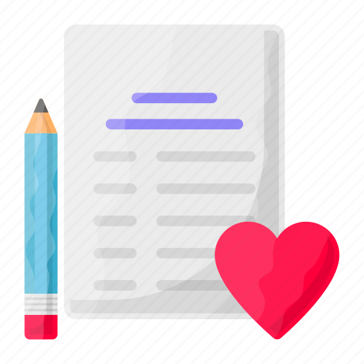 Shopping list, favorite list, paper, document, pencil, heart icon - Download on Iconfinder