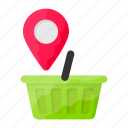 cart, shopping, location, pin, basket, marker