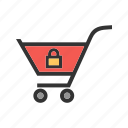 basket, carrier, cart, ecommerce, locked cart, shopping, trolley