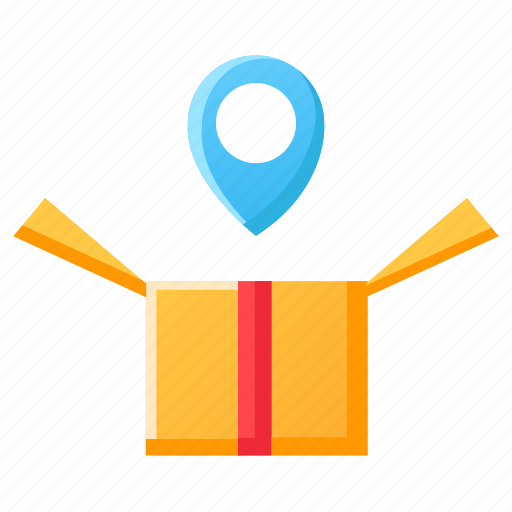 Delivery location, gift, gift box, location, package, present, receiving icon - Download on Iconfinder