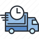 clock, delivery, e-commerce, time, transportation, truck, vehicle