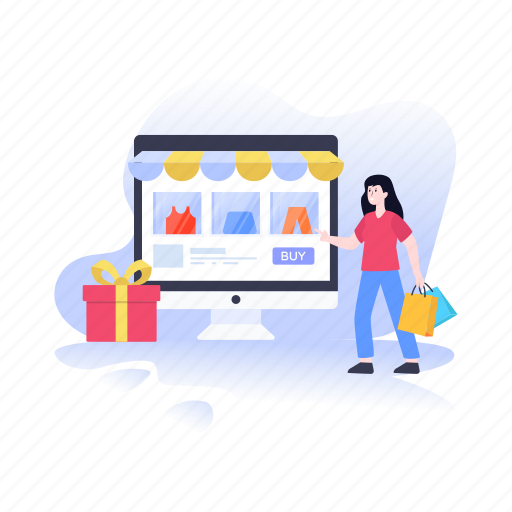 Online shopping, buying online, online retailing, ecommerce, online purchase illustration - Download on Iconfinder