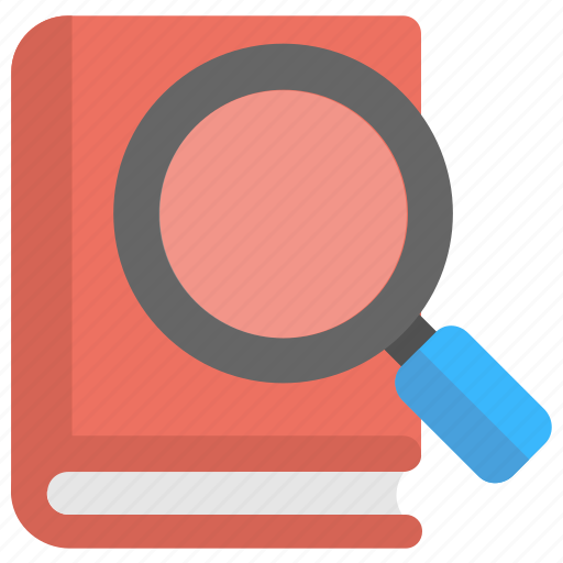 Book finding, book search, book with magnifier, online books library, online library icon - Download on Iconfinder