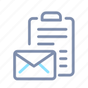 clipboard, document, email, envelope, feedback, letter