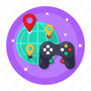 global, gaming, console, controller, location, globe