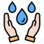 save, water, ecology, drops, hand 