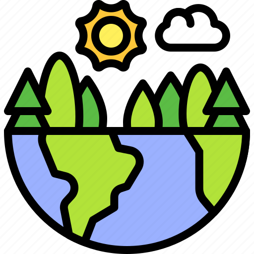 Earth, environment, ecology, green, landscape forest, sun, tree icon - Download on Iconfinder