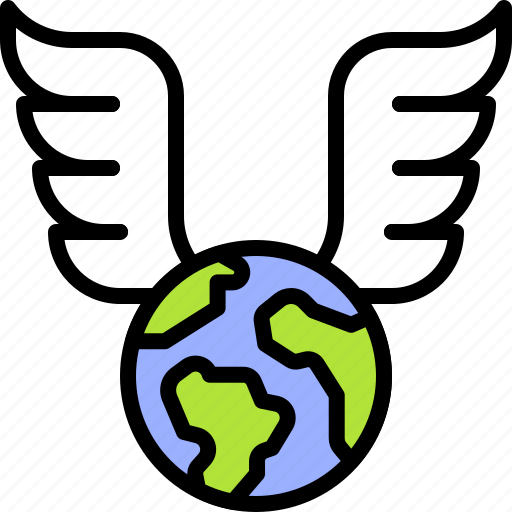 Earth, environment, ecology, wing, flying, wings, planet icon - Download on Iconfinder