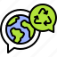 earth, environment, ecology, recycle, chat bubble, globe 