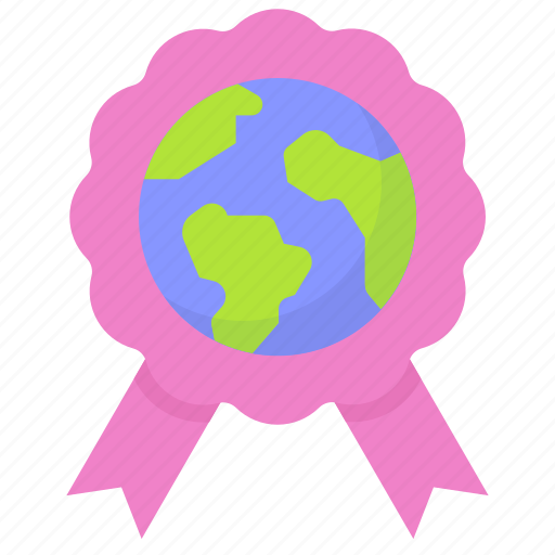 Earth, environment, ecology, rosette, ribbon, world icon - Download on Iconfinder
