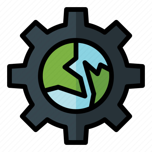 Earth, day, ecology, environment, factory, gear, globe icon - Download on Iconfinder