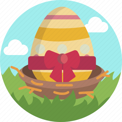 Egg, colorful, nature, easter, bow, basket icon - Download on Iconfinder