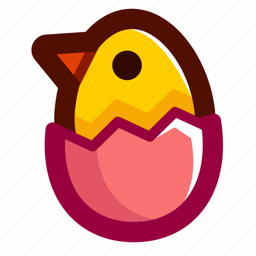 Chick, easter, easteregg, eggshell, food, pink, shell icon - Download on Iconfinder